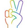 Peace sign 2 fingers rainbow