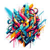 Coole bunte dynamische Graffiti-Illustration