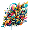 Coole florale dynamische Graffiti-Illustration
