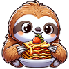 Sloth enjoys Italian lasagna