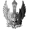 Totenkopf mit Flügel