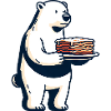 Polar bear loves Italian lasagna