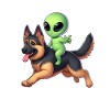Alien on German Shepherd