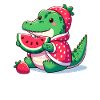 Crocodile in watermelon costume