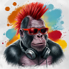 Monkey with headphones -