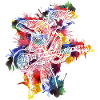 Gitarren-Evolution-Aquarell-Design für