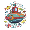Submarine and Fish