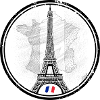Grunge Eiffel Tower in French Flag