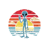 Alien Peace Greeting Retro Sunset
