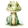 Krokodil, handgemalt - Wasserfarben