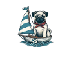 Summer Sailing Dinghy with Pug