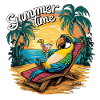 Summer parrot relaxon at sunset