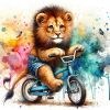 Lion on a bike