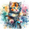 Kitten on a bike