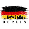 Berlin Skyline on Painted Flag