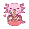 Cute Axolotl Loves Ramen Noodles