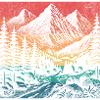 Retro style mountain nature