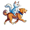 CAT RIDES DOG