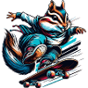 Cool chipmunk on a skateboard