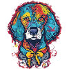 Bunter Hippie Hund desgin