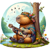 Capybara Guitar Hippie Peace