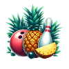 Bowling ball and pineapple