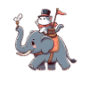 Cat rides elephant