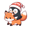 Penguin rides fox