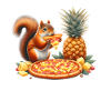Squirrel enjoying pizza