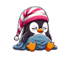 Pingouin endormi en pyjama