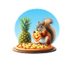 Squirrel enjoying pizza