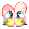 Oiseaux amoureux de cœur - Aquarelles