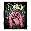 Drooling, hungry, happy pig