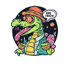 Juice Loving Funny Alligator