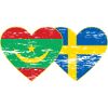 Mauritania Sweden Flag Heart used