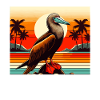 Retro Redfoot Booby