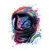 Weltraumkatze Mit Buntem Helm