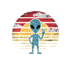 Alien Peace Greeting Retro Sunset