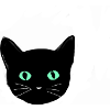 Cat, black, illustration, green eyes