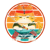 Japanische Samurai -Katzenkrieger Retro Ninja