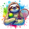 Funny Sloth Tennis Player