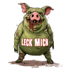 Cochon zombie drôle vert : Lèche-moi