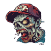 Baseball cap wearing angry zombie