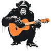 Chimpanzee with guitar