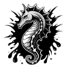Seahorse Black White