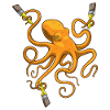 Octopus Painter Brush Painting