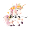 Berta! Einhorn-Blumen Design, personalisierbar