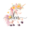 Clea! Einhorn-Blumen Design, personalisierbar