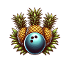 Tropical bowling ball and pineapple