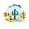 Hydrating cactus in the desert
